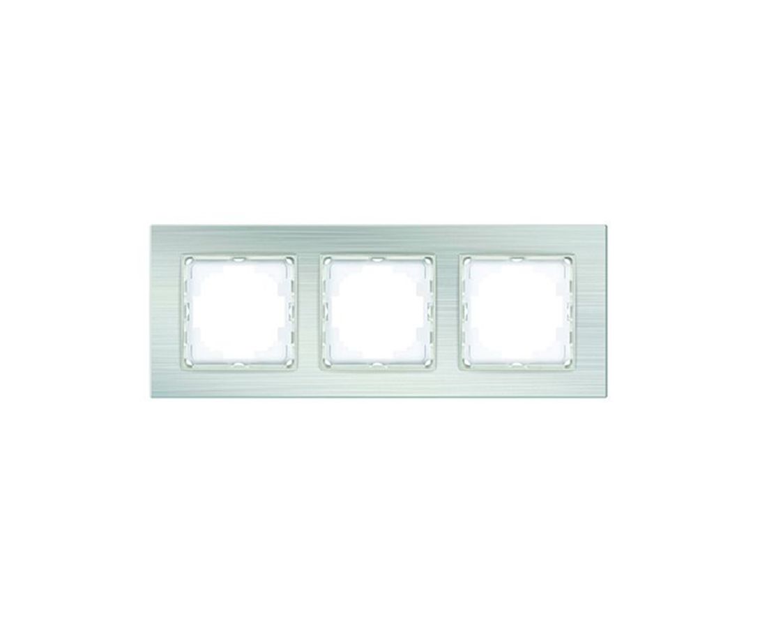 ალუმინის სამიანი ჩარჩო alegra silver - 25GS0093 — როზეტები და ჩამრთველები